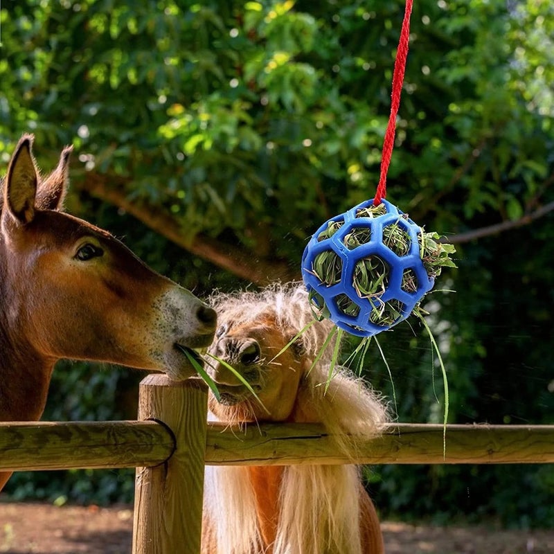 LinaLife 2 Pack 5.5inch Horse Treat Ball Hay Feeder Toy Ball Avoid Boredom Hanging for Goat Sheep Relieve Stress Horse - Image 4